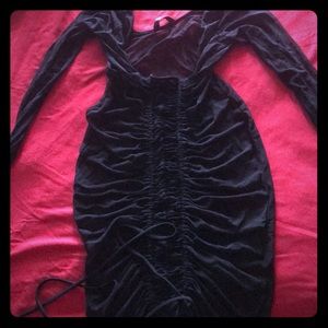 BLACK MESH OFF THE SHOULDER DRESS,